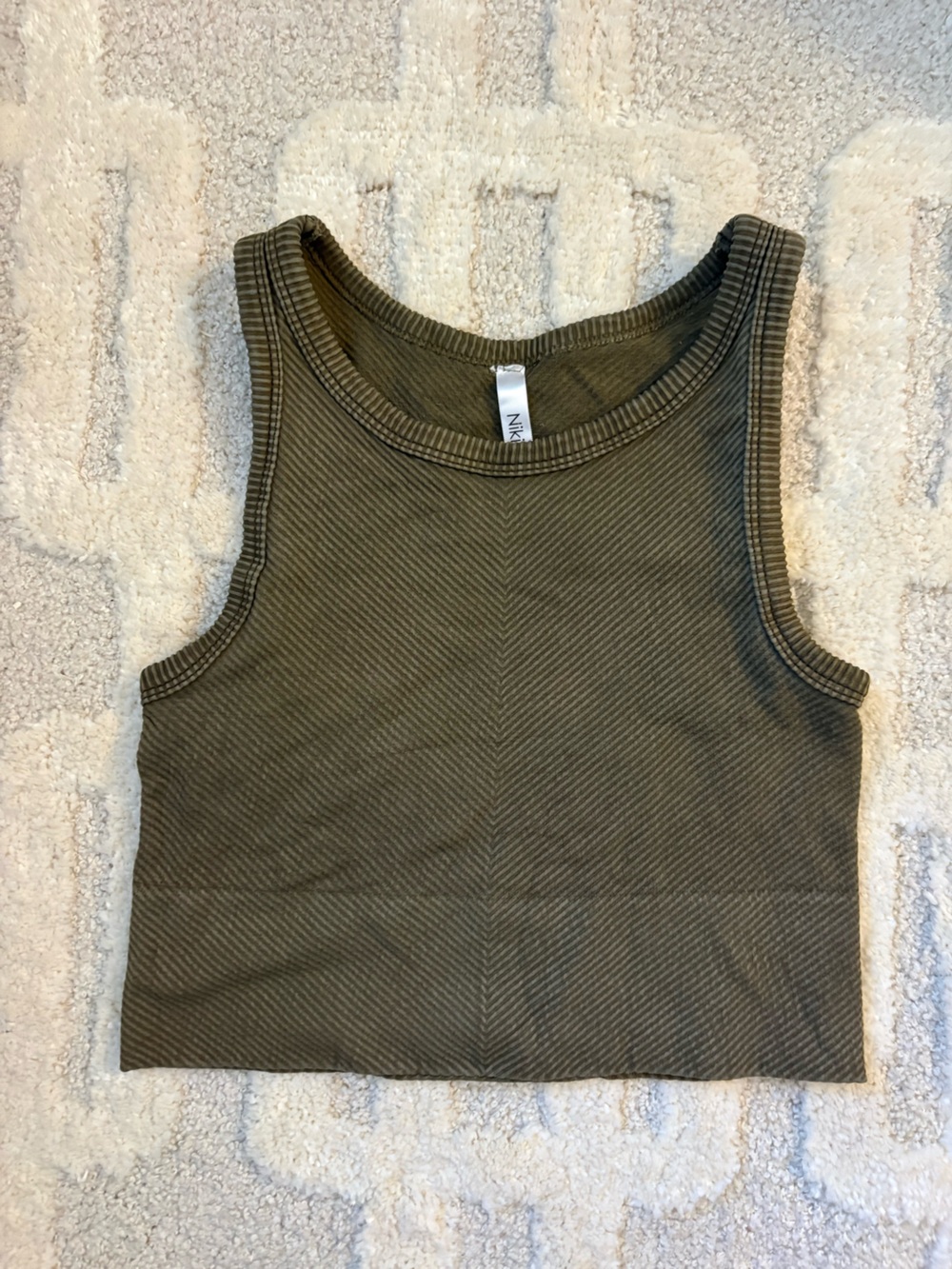 Nikibiki Olive Ribbed Cropped Tank